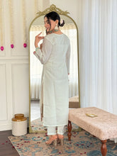 Women's White Viscose Chanderi Embroidered Straight Kurta Pant With Dupatta-MDC-ANAMIKA-WHITE